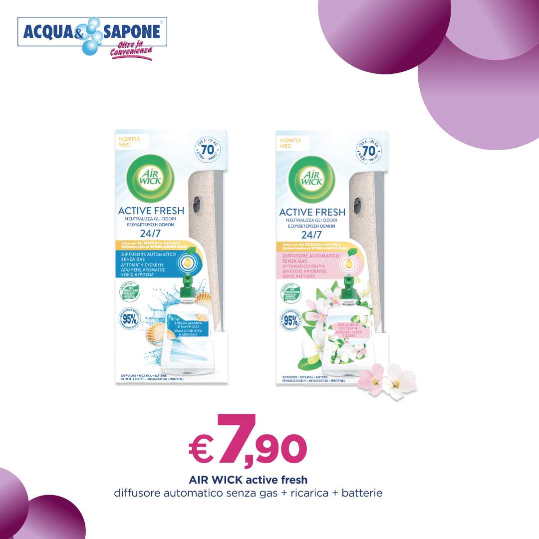 Air Wick Active Fresh diffusore automatico senza gas con ricarica e batterie incluse a 7,90€ da Acqua & Sapone