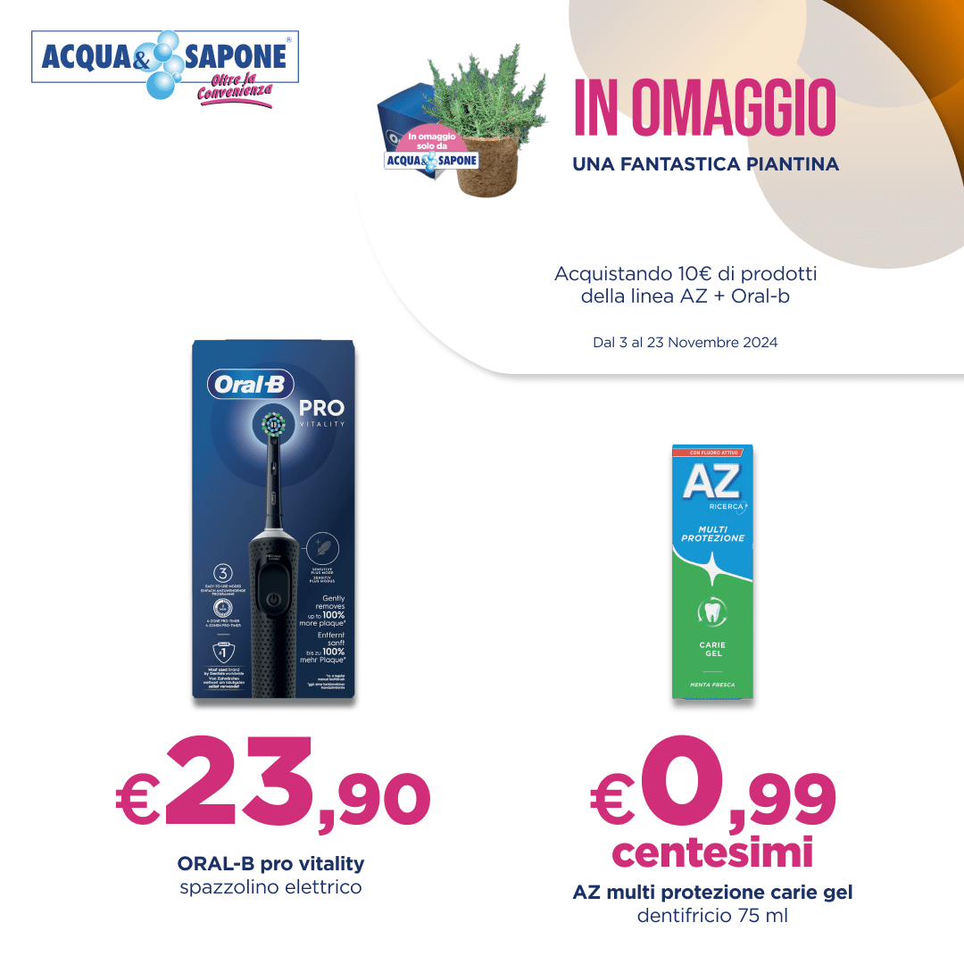 Oral-B Pro Vitality spazzolino elettrico - pulizia dentale avanzata. AZ multi protezione carie gel dentifricio 75 ml - protezione dentale completa.