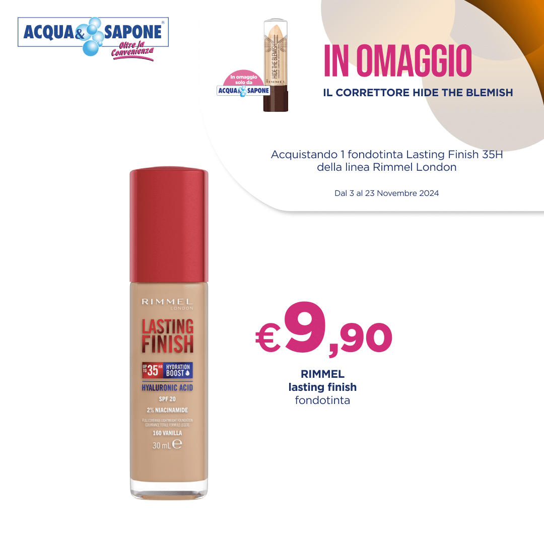 Fondotinta Rimmel Lasting Finish 35H, coprenza duratura, 30 ml.